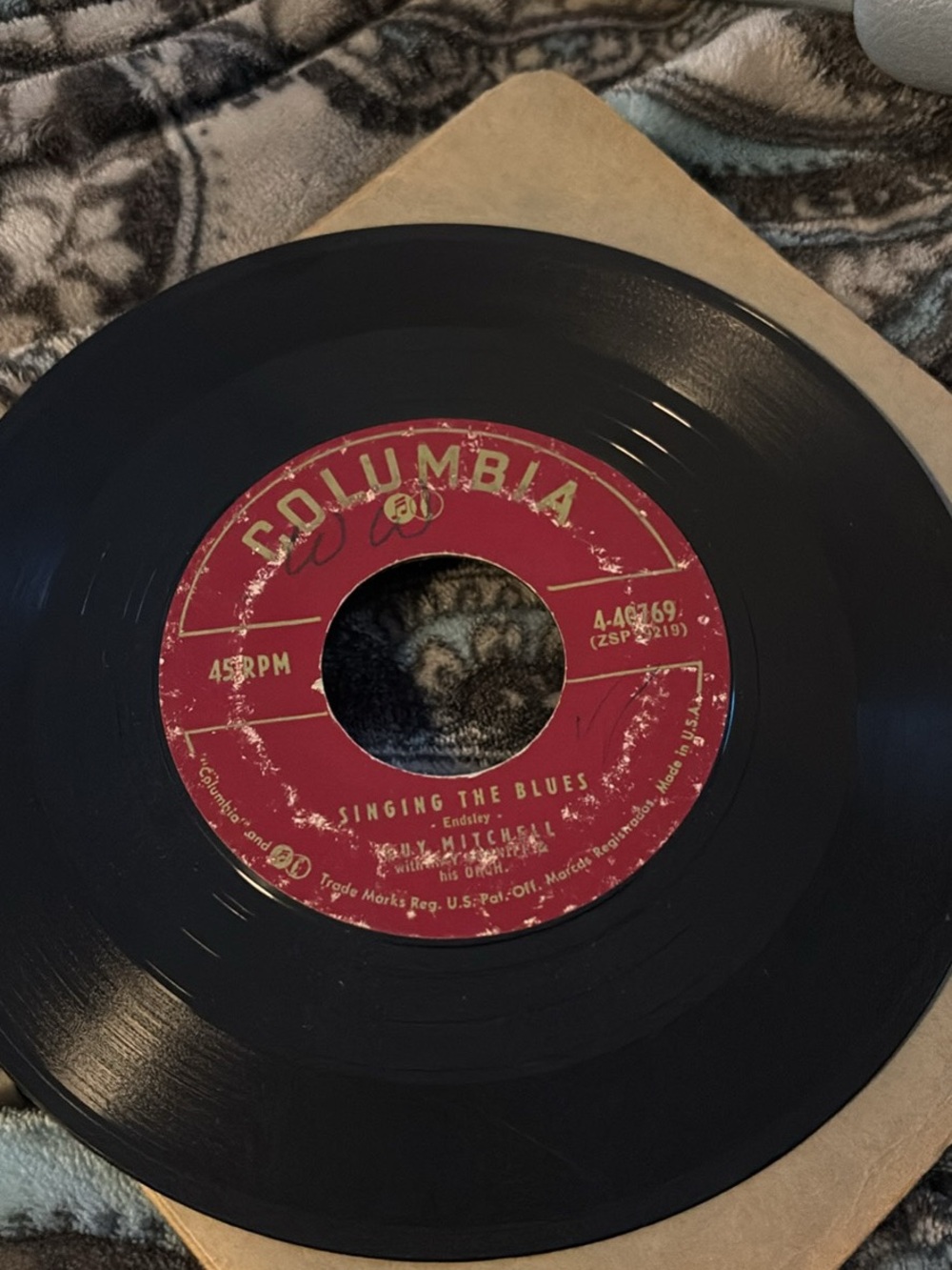 Crazy with Love Singing the Blues Guy Mitchell 45 RPM Vinyl Record 1956